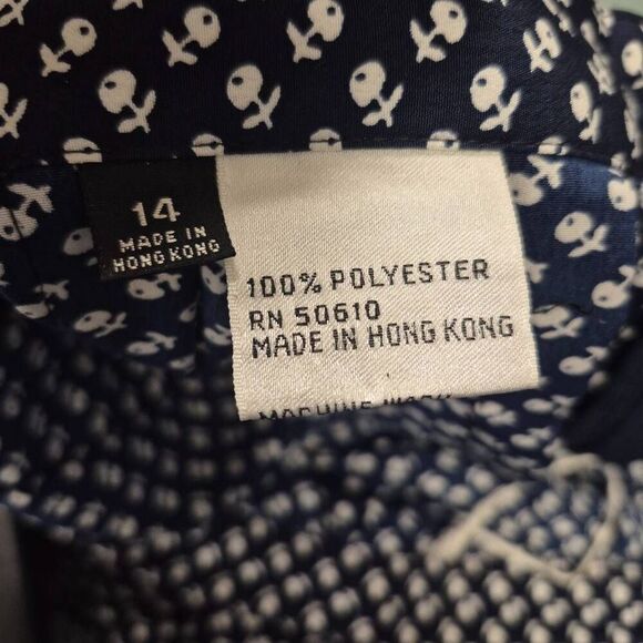 Navy & White Mini Floral Polyester Pleated Skirt with Matching Scarf or Sash - Picture 8 of 8